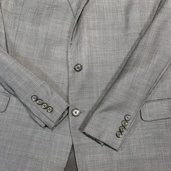Lauren Ralph Lauren Blazer Mens 54L Gray Plaid Wool Two Button Sport Coat Jacket